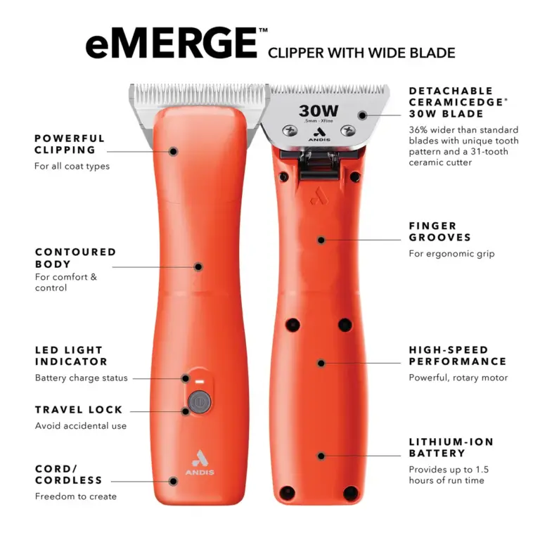 Andis eMERGE Clipper w/#30 Wide Blade- Orange - Image 6