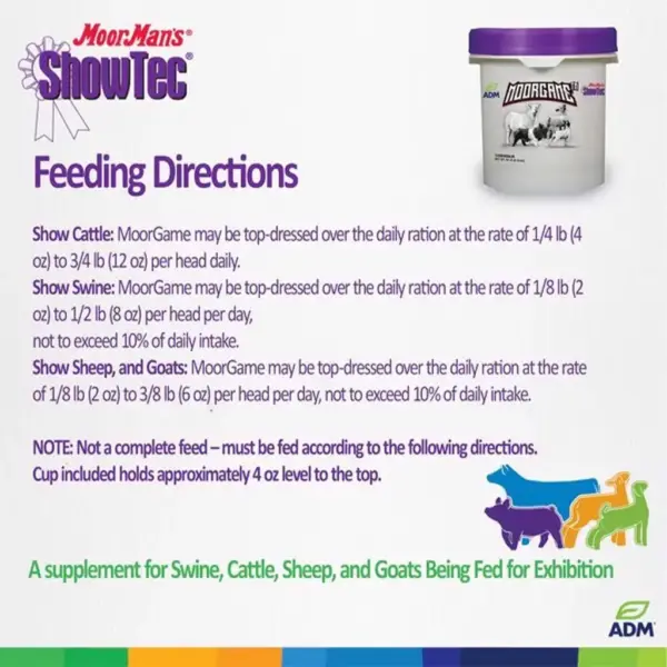 Moorman’s showtec moorgame, 18 lb. Bucket