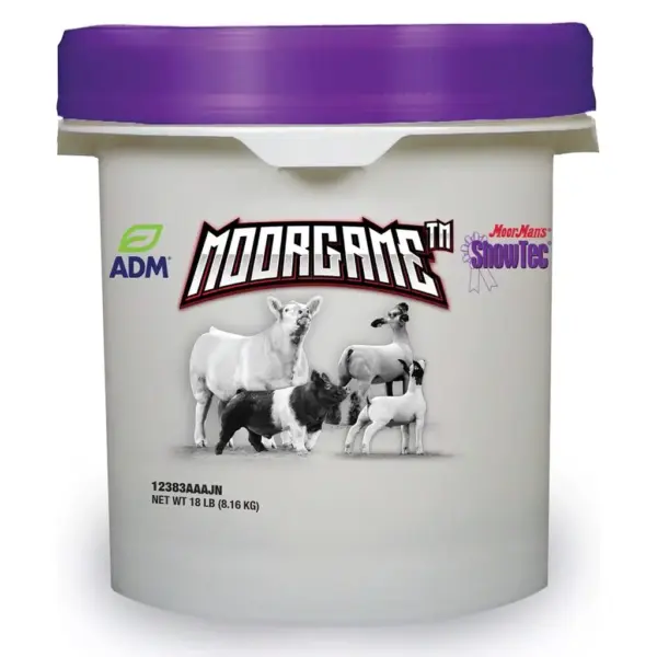 Moorman’s showtec moorgame, 18 lb. Bucket